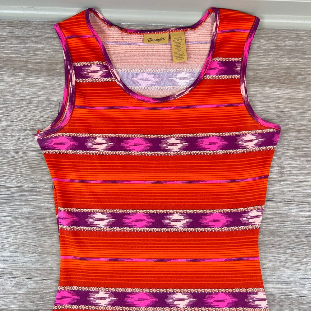 Wrangler Red Orange Western Aztec Sleeveless Scoop Neck Maxi Dress (Sz XS) - Picture 7 of 14
